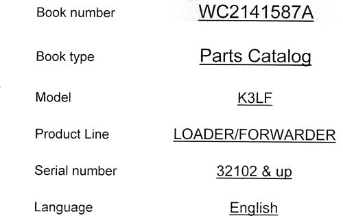 Catalogues de pièces détachées pour chargeuses JOHN DEERE K3LF