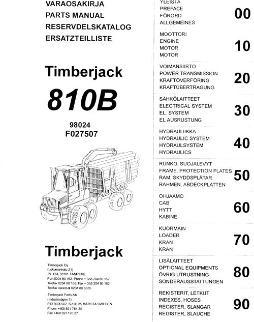 JOHN DEERE 810B FORWARDER PARTS CATALOG MANUAL 40301 AND UP