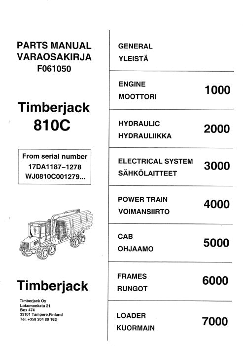 JOHN DEERE 810C FORWARDER PARTS CATALOG MANUAL