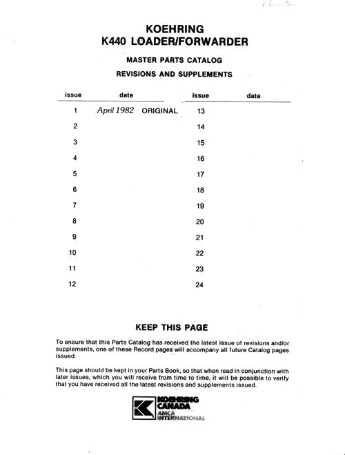 JOHN DEERE K440 FORWARDER-ERSATZTEILKATALOGHANDBUCH