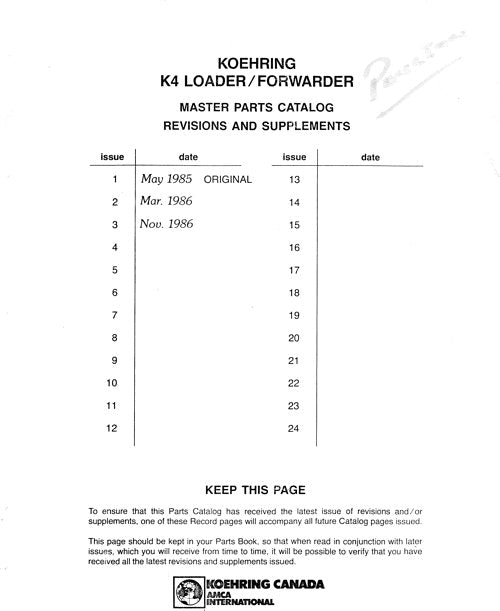 JOHN DEERE K4LF Loaders Parts Catalogs