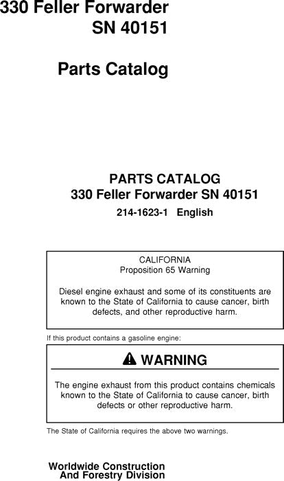 MANUEL DU CATALOGUE DES PIÈCES DU TRANSPORTEUR JOHN DEERE 330