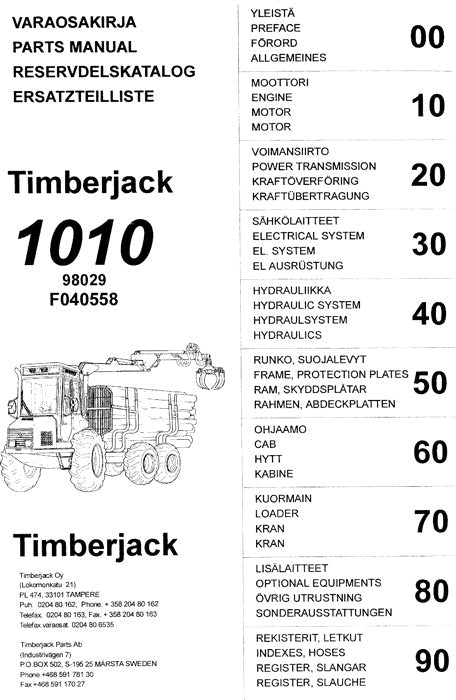 JOHN DEERE 1010 FORWARDER PARTS CATALOG MANUAL ser. 10101621–10101999