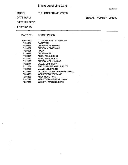 JOHN DEERE 610 FORWARDER PARTS CATALOG MANUAL WCF435213