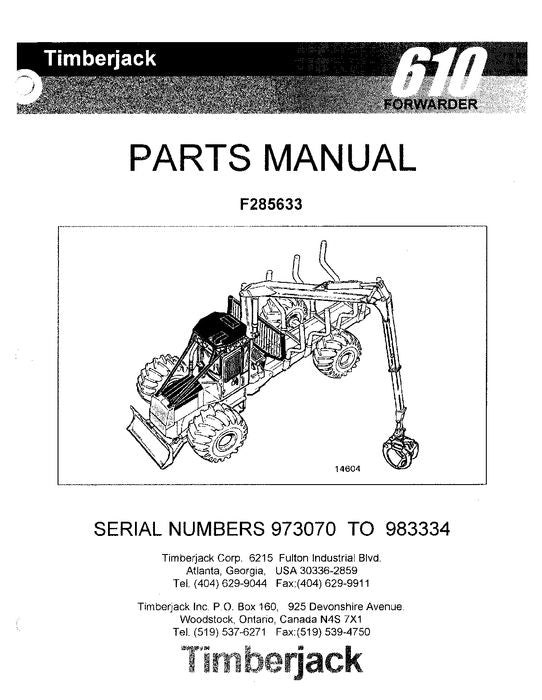 JOHN DEERE 610 FORWARDER PARTS CATALOG MANUAL 973070-983334