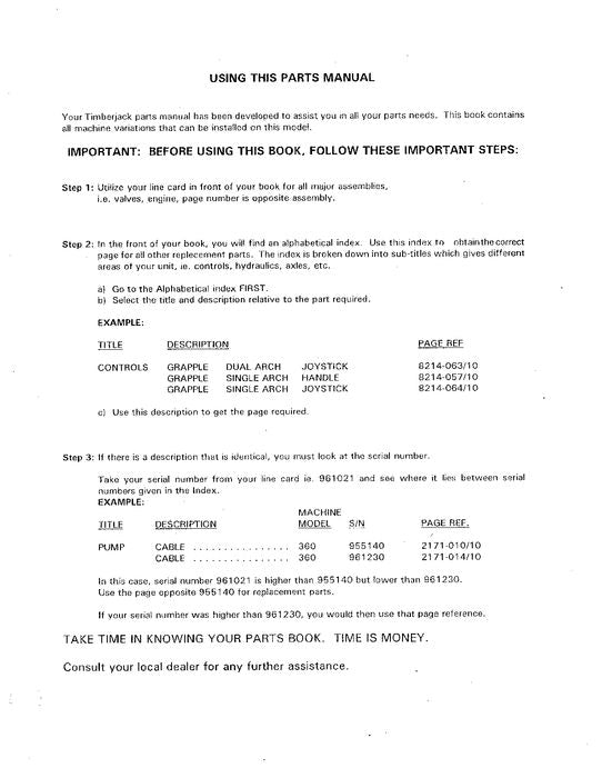 JOHN DEERE 610 FORWARDER PARTS CATALOG MANUAL 973070-983334