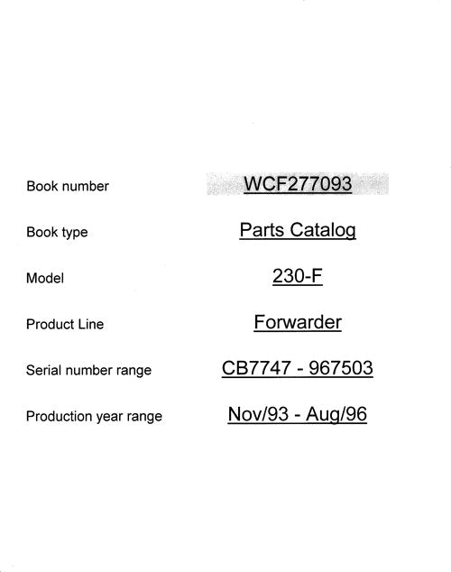 JOHN DEERE 910 FORWARDER PARTS CATALOG MANUAL 910931  UP