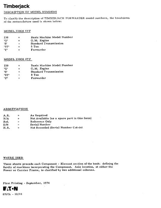 JOHN DEERE 230 FORWARDER PARTS CATALOG MANUAL 787117-788857