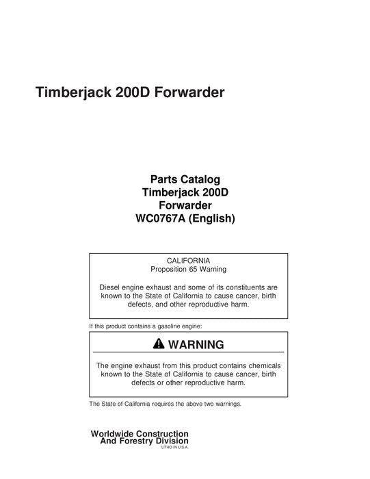 JOHN DEERE 230 FORWARDER PARTS CATALOG MANUAL 787117-788857