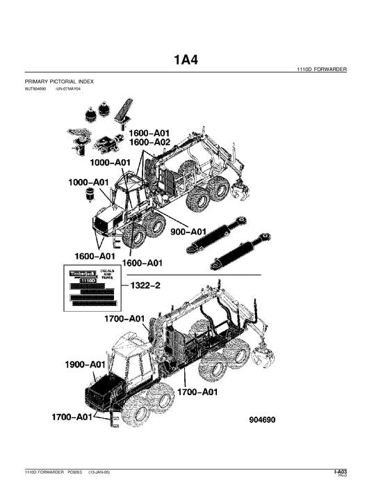 JOHN DEERE 1110D FORWARDER-ERSATZTEILKATALOGHANDBUCH