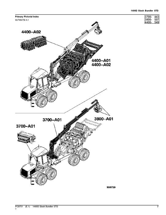 JOHN DEERE 1758 FORWARDER PARTS CATALOG MANUAL