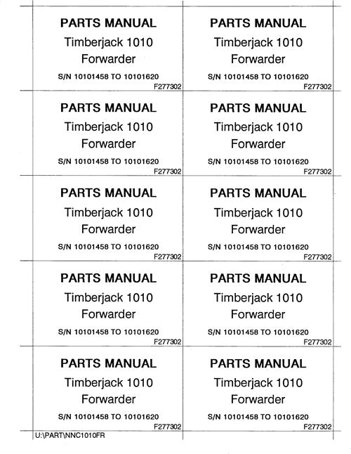 JOHN DEERE 1010 FORWARDER PARTS CATALOG MANUAL SER.1010458–10101620