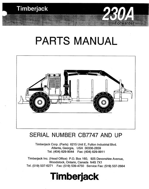 MANUEL DU CATALOGUE DES PIÈCES DU TRANSPORTEUR JOHN DEERE 230A 230F