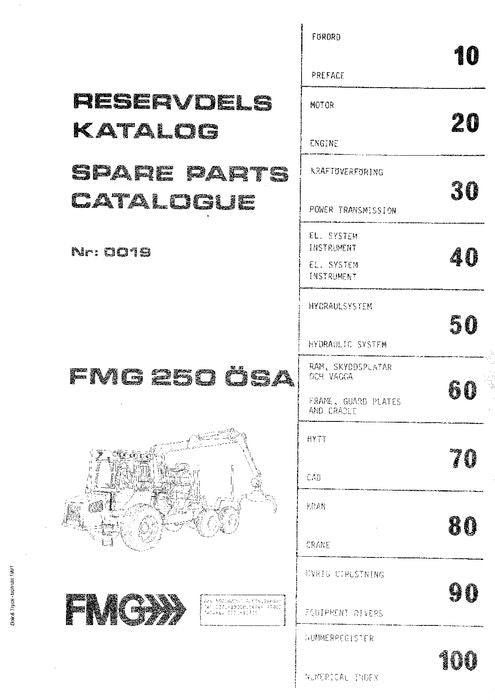 JOHN DEERE 250 ÖSA FORWARDER PARTS CATALOG MANUAL NR. 19 /1988