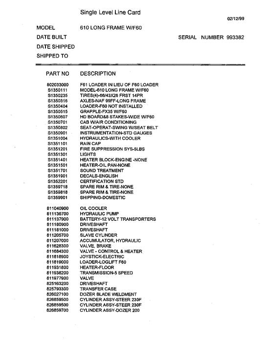 JOHN DEERE 610 FORWARDER-ERSATZTEILKATALOGHANDBUCH NUR SN 993382