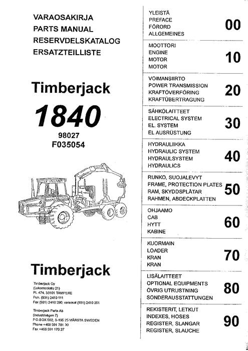 JOHN DEERE 1840 FORWARDER PARTS CATALOG MANUAL