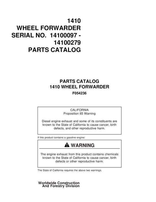 JOHN DEERE 1410 FORWARDER-ERSATZTEILKATALOGHANDBUCH