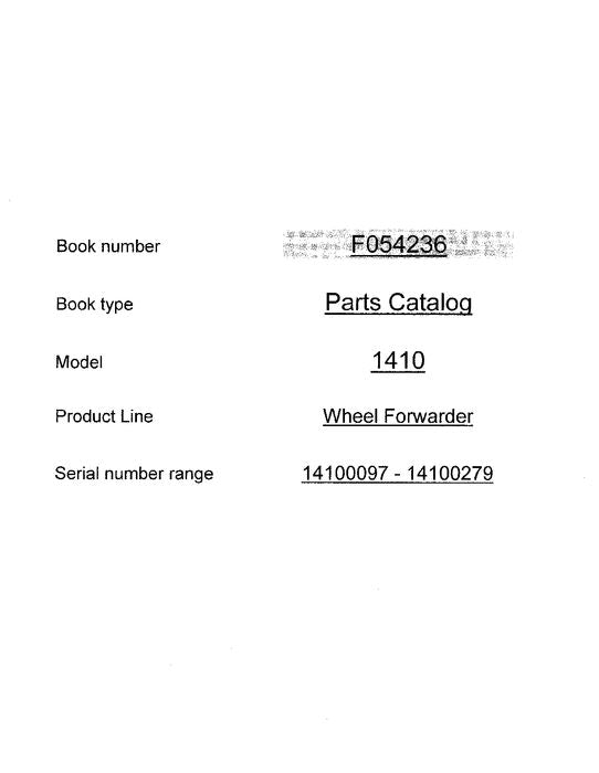 JOHN DEERE 1410 FORWARDER PARTS CATALOG MANUAL