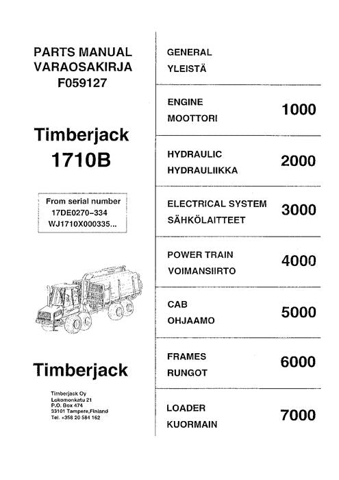 JOHN DEERE 1710B FORWARDER PARTS CATALOG MANUAL