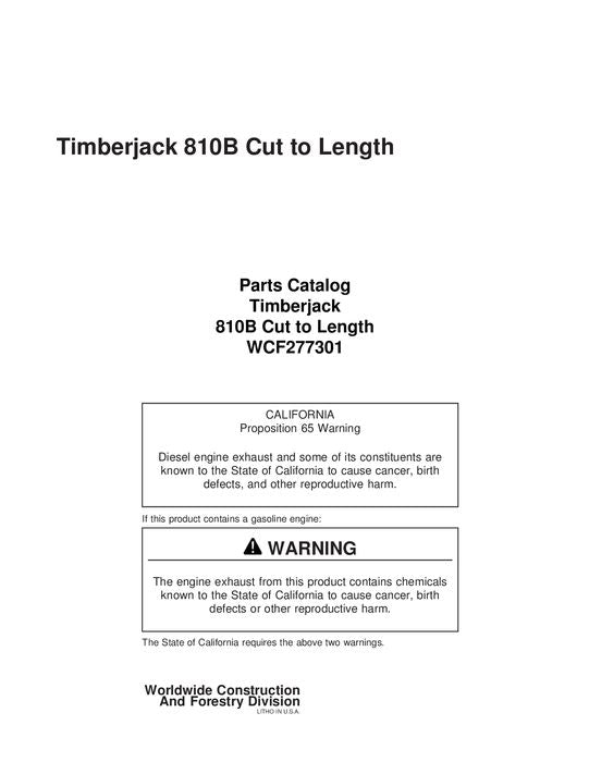 JOHN DEERE 810B FORWARDER PARTS CATALOG MANUAL 8100296-