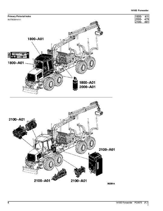 JOHN DEERE 1410D FORWARDER PARTS CATALOG MANUAL ser.001201-