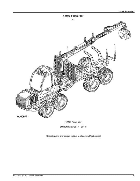 JOHN DEERE 1210E IT4 T2 FORWARDER-TEILEKATALOGHANDBUCH Ser. 001501-