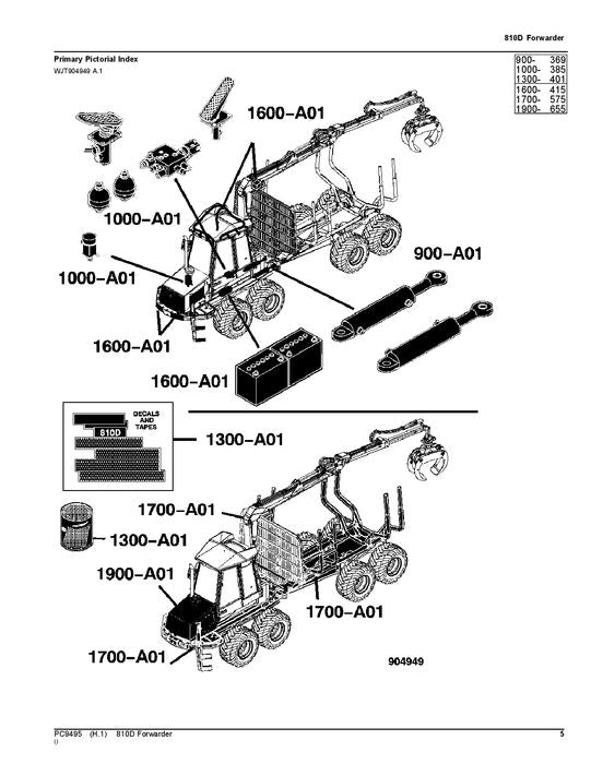 JOHN DEERE 810D T3 FORWARDER PARTS CATALOG MANUAL