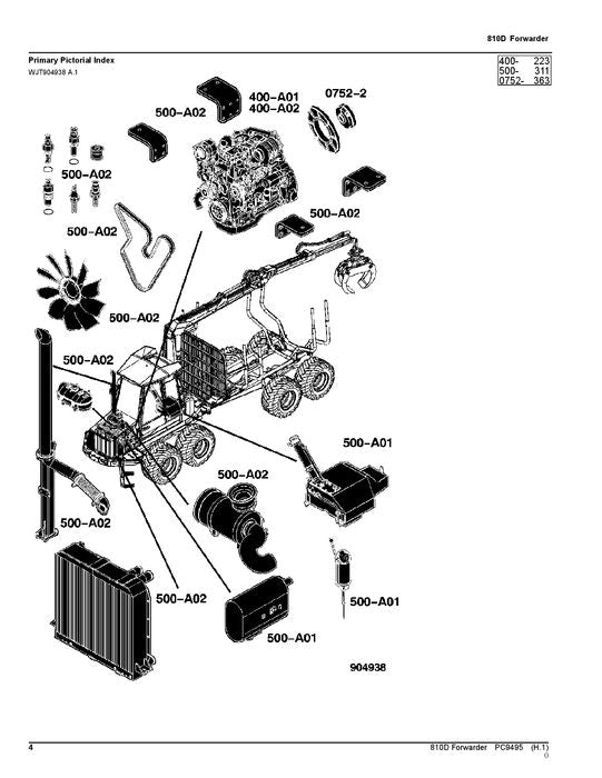 JOHN DEERE 810D T3 FORWARDER PARTS CATALOG MANUAL