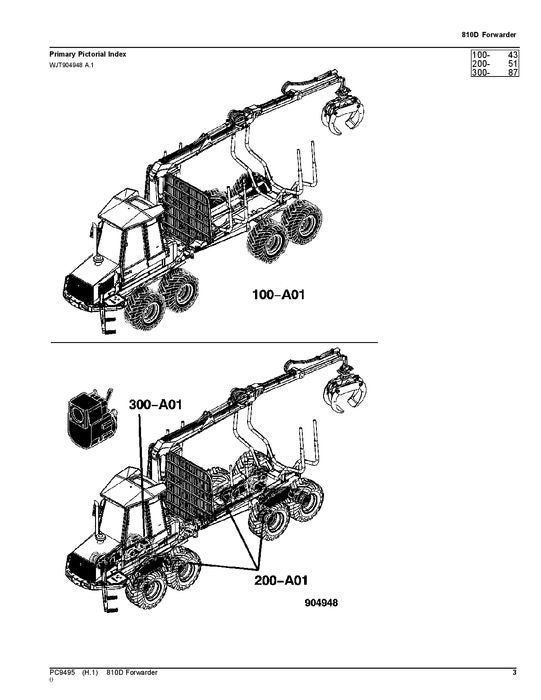 JOHN DEERE 810D T3 FORWARDER PARTS CATALOG MANUAL