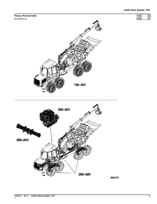 JOHN DEERE 1490D T3 FORWARDER PARTS CATALOG MANUAL 002053-