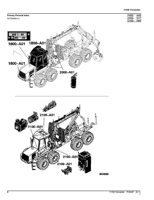 JOHN DEERE 1110D T3 FORWARDER-ERSATZTEILKATALOGHANDBUCH