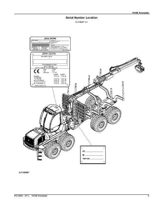 JOHN DEERE 1910E T2 FORWARDER-ERSATZTEILKATALOGHANDBUCH 001465-