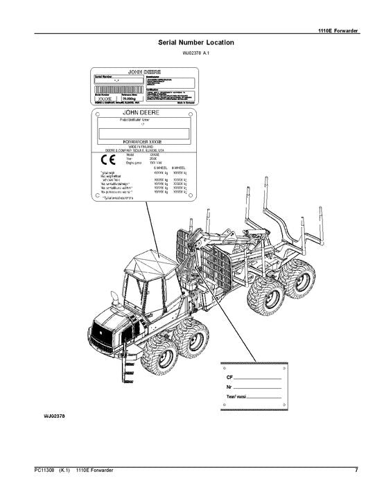 JOHN DEERE 1110E IT4 FFC FORWARDER ERSATZTEILKATALOGHANDBUCH