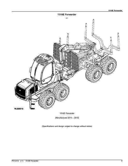 JOHN DEERE 1510E IT4 T2 FORWARDER-TEILEKATALOGHANDBUCH 003001-003212