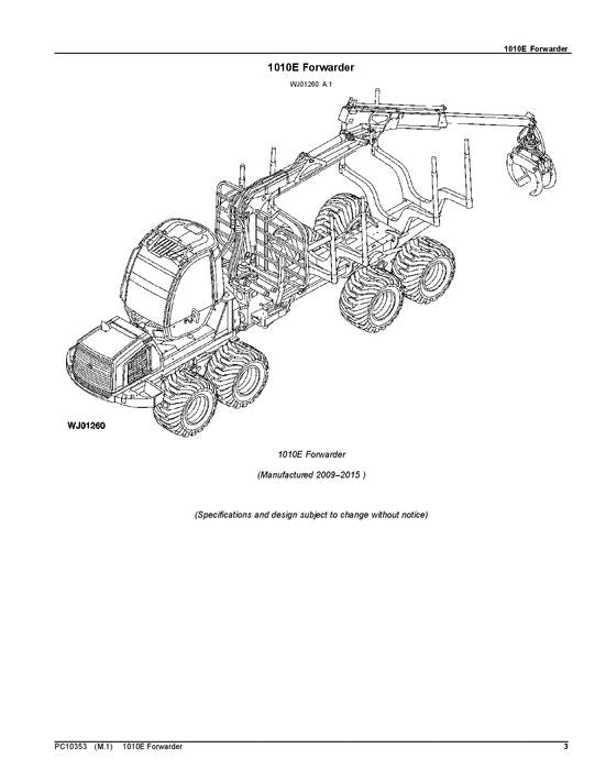 JOHN DEERE 1010E T3 FORWARDER PARTS CATALOG MANUAL ser.005003-005236