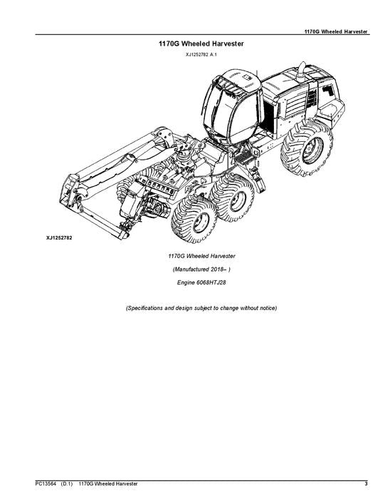 JOHN DEERE 1170G FORWARDER PARTS CATALOG MANUAL ser.1WJ1170G_F003107-