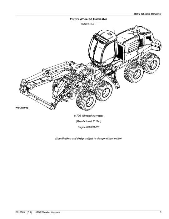 JOHN DEERE 1170G FORWARDER PARTS CATALOG MANUAL ser. 1WJ1170G_F003107-