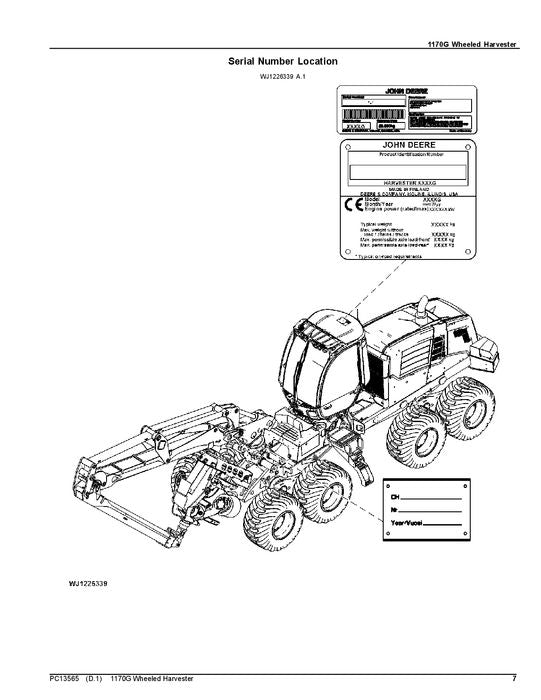 JOHN DEERE 1170G FORWARDER PARTS CATALOG MANUAL ser. 1WJ1170G_F003107-