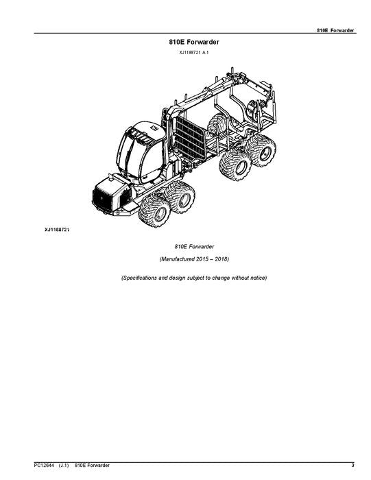 JOHN DEERE 810E T3 FORWARDER-TEILEKATALOGHANDBUCH 002737-