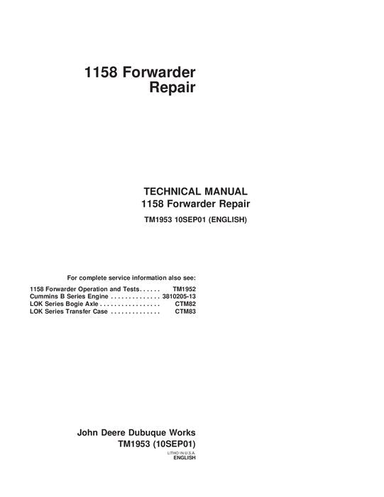 JOHN DEERE 1158 FORWARDER REPAIR MANUAL