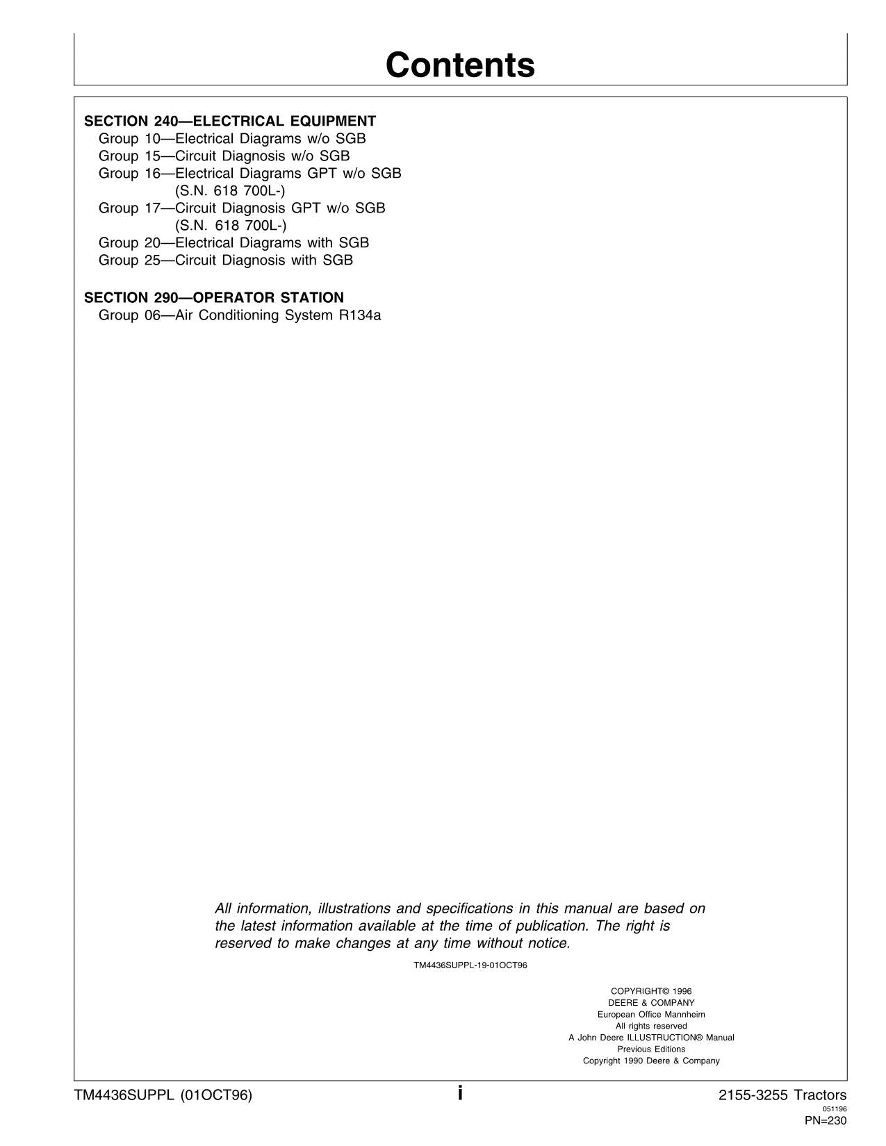 JOHN DEERE 2155 2355 2555 2755 2855N 2955 TRACTOR OPERATION TEST MANUAL suppl