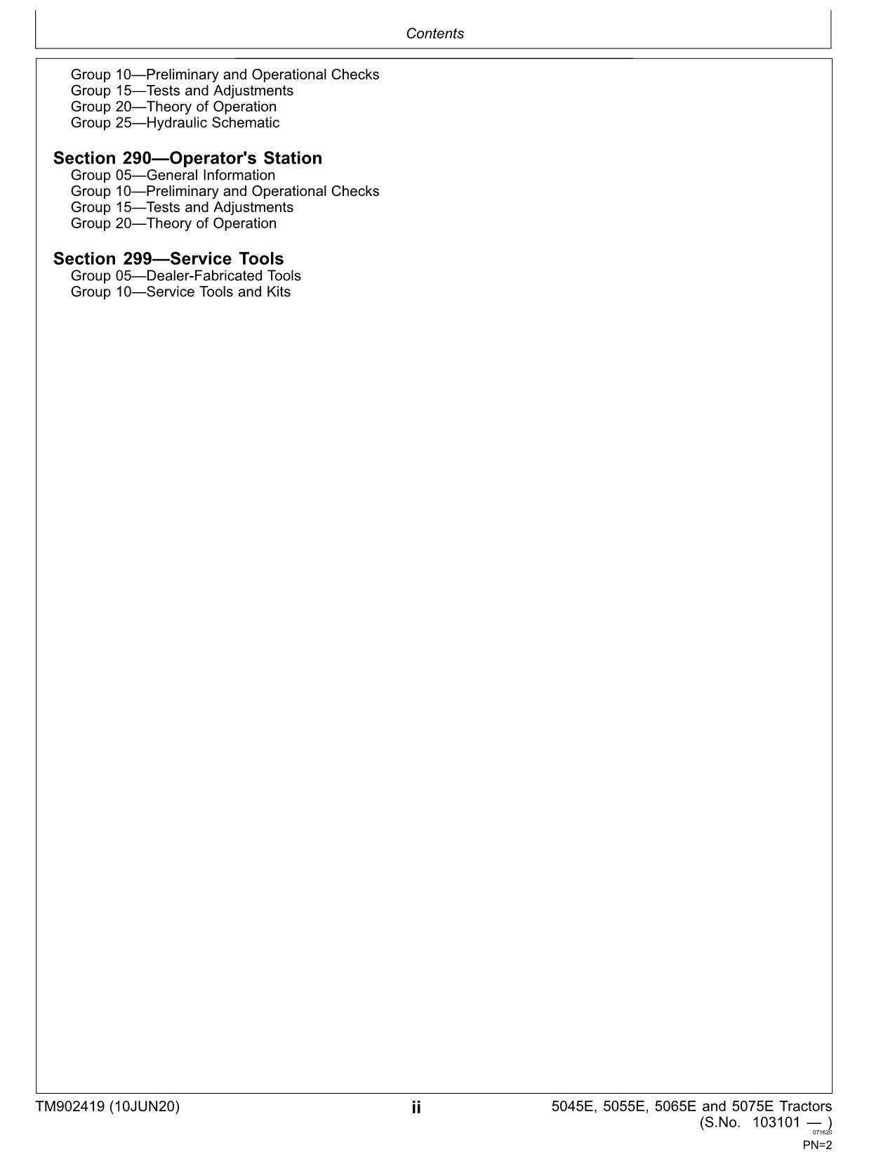 JOHN DEERE 5045E 5065E 5055E 5075E FT4 TRACTOR OPERATION TEST MANUAL MY18-