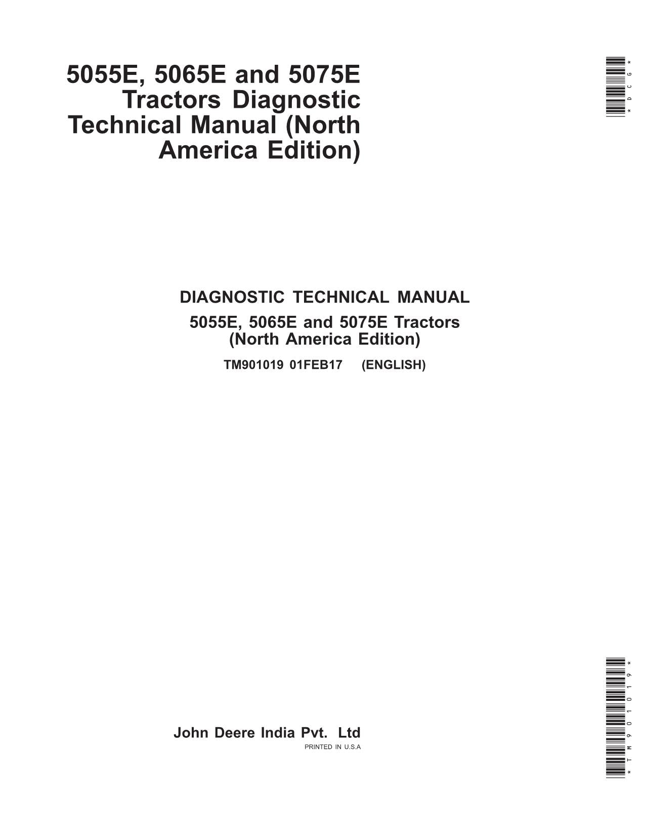 JOHN DEERE 5055E 5065E 5075E TRACTOR OPERATION TEST MANUAL Current -2013