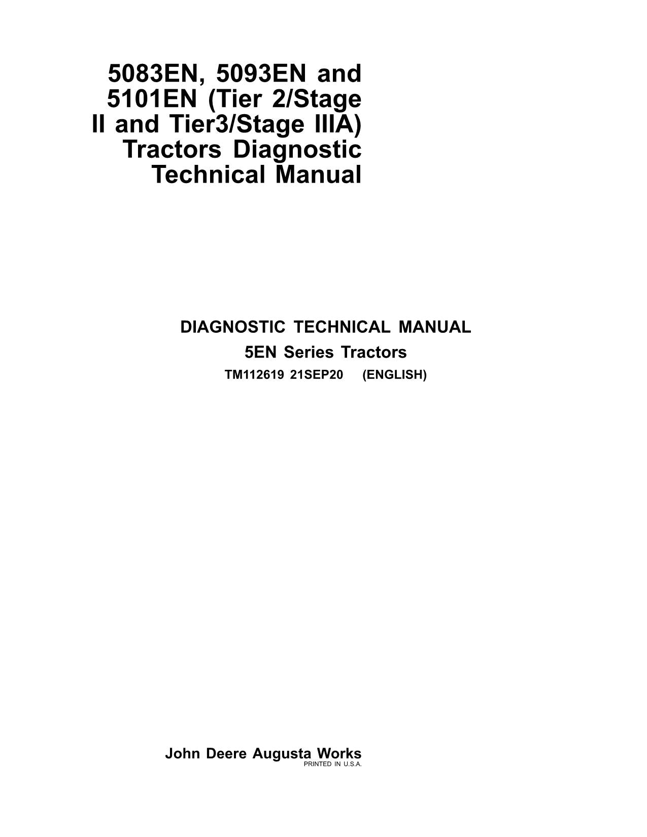 JOHN DEERE 5083EN 5093EN 5101EN TRACTOR OPERATION TEST MANUAL TIER 2 3