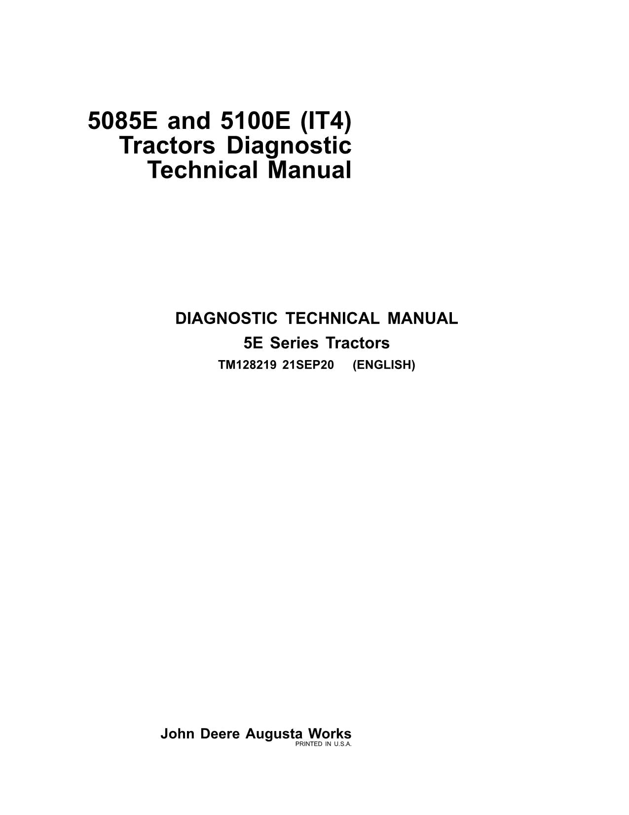 JOHN DEERE 5100E 5085E TRAKTOR BEDIENUNG TESTHANDBUCH IT4