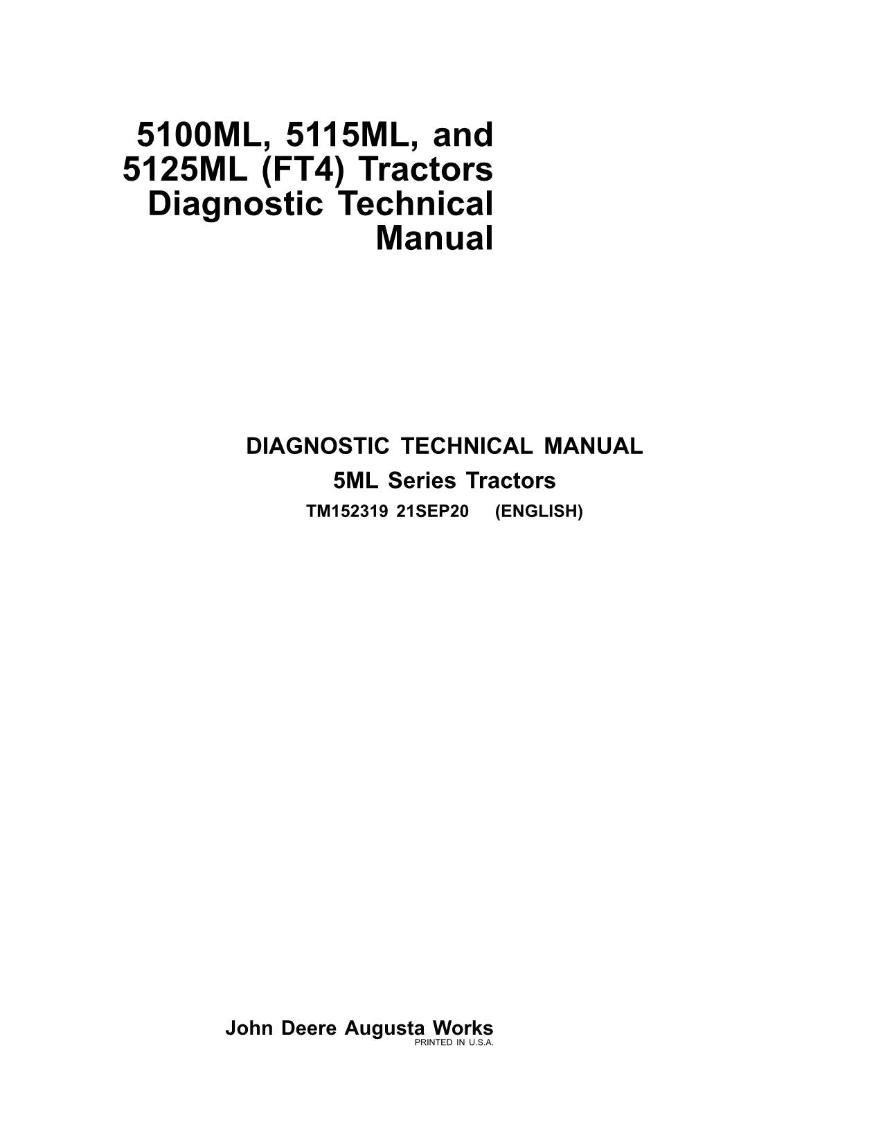 MANUEL D'ESSAI DE FONCTIONNEMENT DU TRACTEUR JOHN DEERE 5100ML 5115ML 5125ML FT4