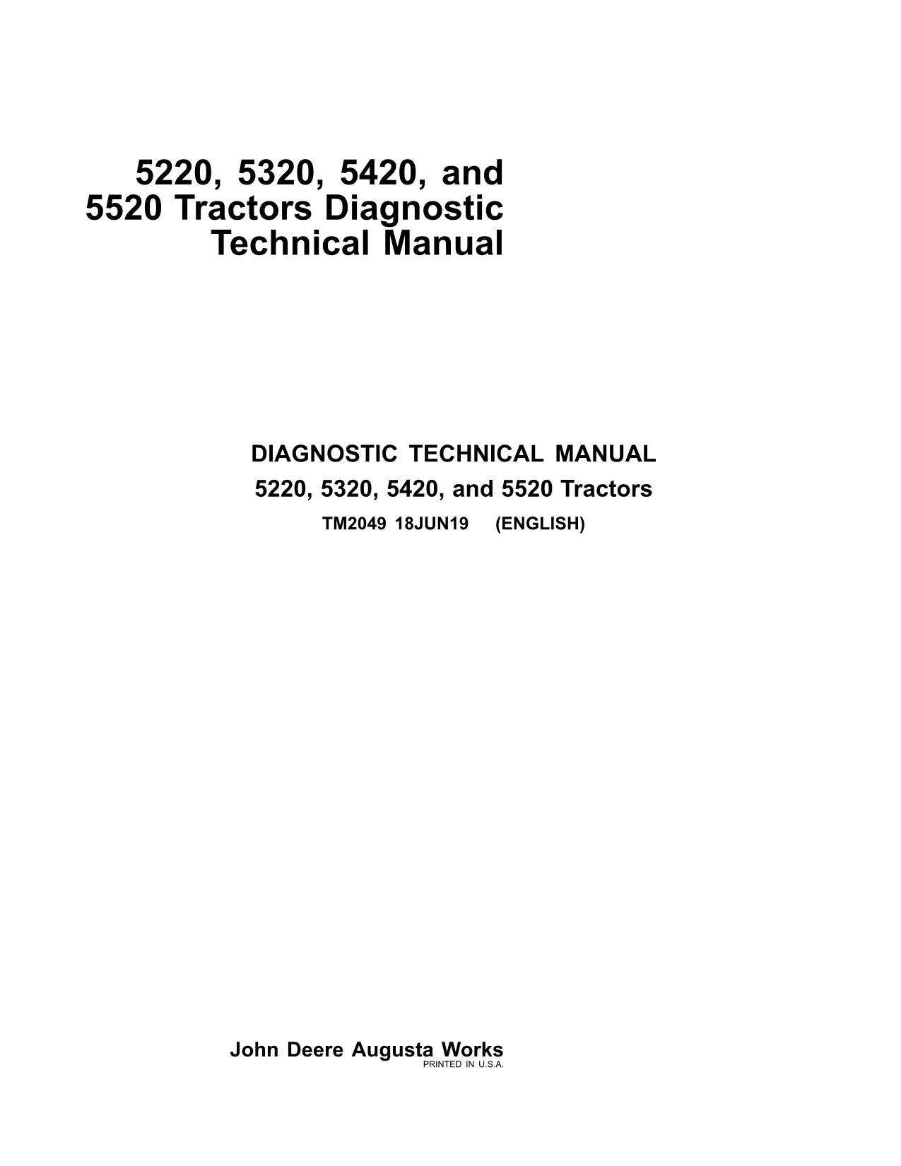 JOHN DEERE 5220  5320  5420  5520 TRACTOR OPERATION TEST MANUAL