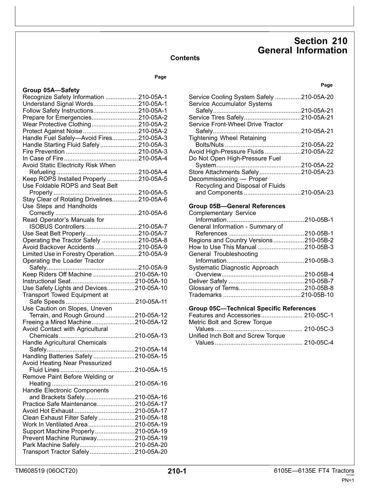 JOHN DEERE 6105E 6120E 6135E TRAKTOR-BETRIEBSPRÜFHANDBUCH TIER IV OKTOBER 2015-