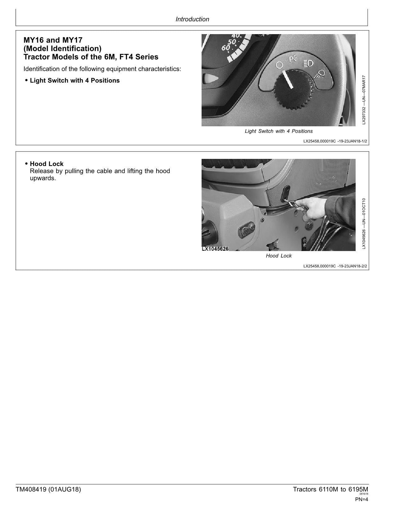 JOHN DEERE 6110M 6120M 6125M TRACTOR OPERATION TEST MANUAL MY2016-2017