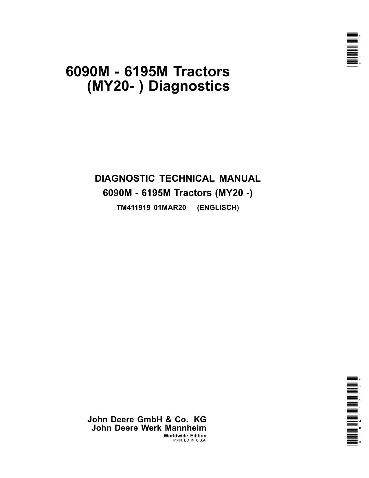 JOHN DEERE 6090M 6100M 6110M 6120M 6125M TRAKTOR-BETRIEBSTESTHANDBUCH